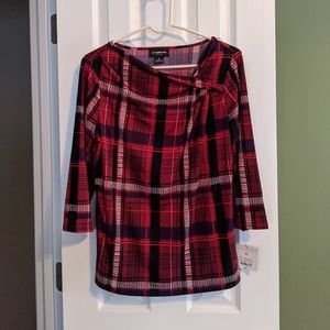 3/4 sleeve plaid blouse
